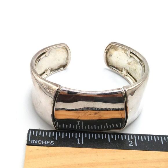 Monet Wide Reflective Silver Tone Cuff Bracelet, 6 Inches - Picture 8 of 10